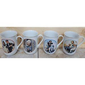 Set of 4 Vintage Norman Rockwell Christmas mugs